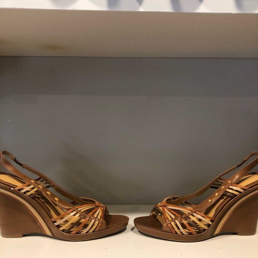 Leather Via Spiga Wedge Sandals size 9